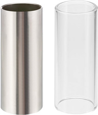 2 Pieces Glass Slide and Stainless Steel Slide in Box for Guitar, Bass, Medium 