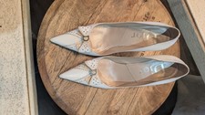 Vintage Christian Dior White Leather Pumps With Bow