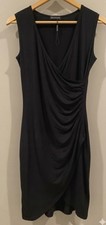Black Ruched Wrap Midi Dress PrettyLittleThing UK 8-10 • New with tags •