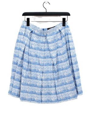 Max Mara Damen Midi Rock UK 12 Blau Baumwolle mit Elasthan Midi A-Linie