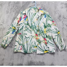 Vintage 70s Floral Polyester Sleeveless Top Button Front Jacket Twinset Size M