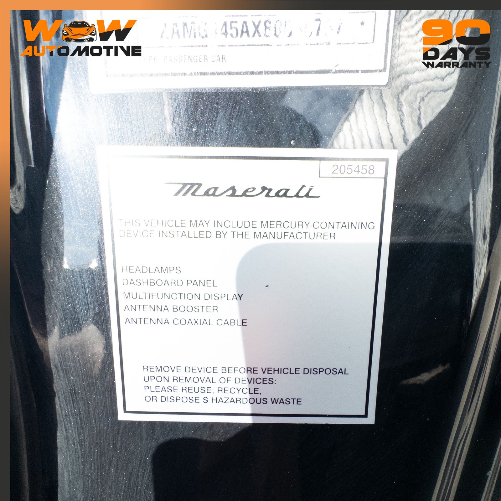 08-19 MASERATI GRANTURISMO REAR LEFT DRIVER SIDE QUARTER PANEL CUT BLACK OEM