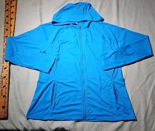 VETEMENTS Giacca Title Nine donna XL blu full zip cappuccio performance jogger logo outdoor