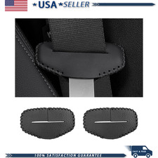 2pcs Seat Belt Buckle Cover Anti-scratch Leather Silencer Clip Holscolor Black