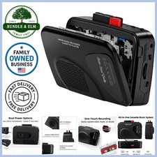 Portable Cassette Player Recorder with AM/FM Radio USB 3.5mm Earphone Black