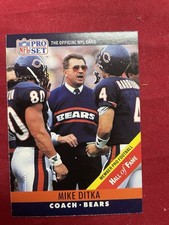 1990 Pro Set - Mike Ditka #59 Small Hall of Fame On Front Chicago Bears