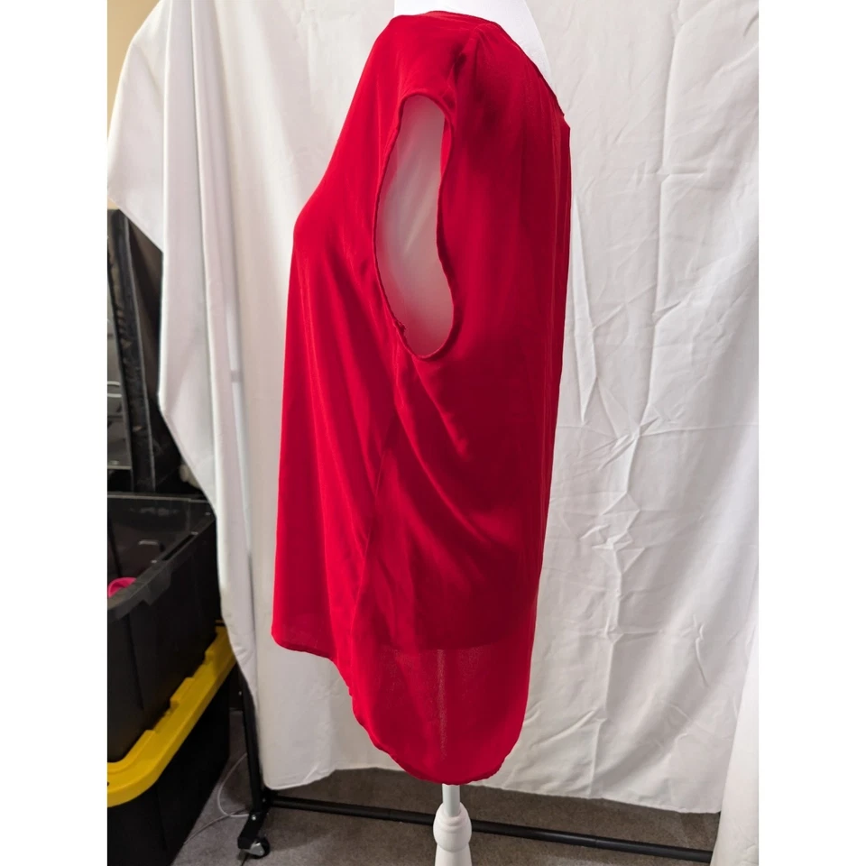 Blusa pulóver túnica cuello en V J.Crew para mujer talla 8 mediana de gasa roja Foto 3 de 4