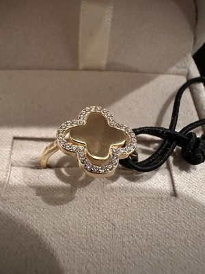 Neu Modernist Designer vergoldete Farbe 925 Sterlingsilber Gold Kleeblatt Ring Gr. 7 Neu mit Etikett