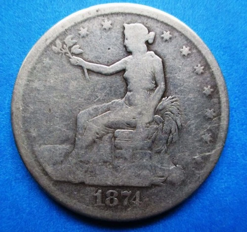 1974 TRADE SILVER DOLLAR. CIRCULATRD.