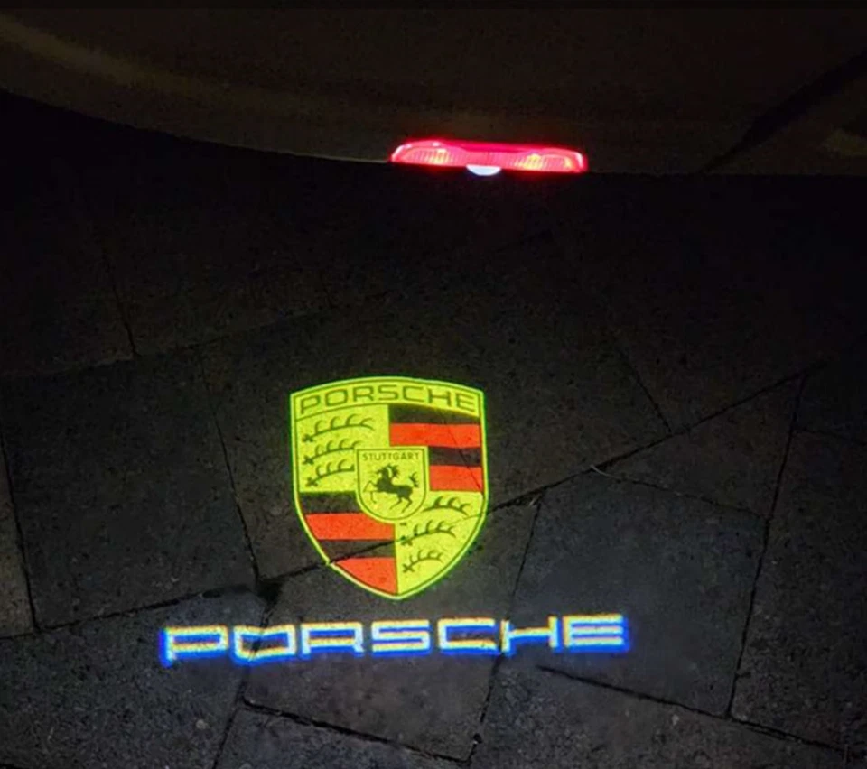 2 Stück Tür Pfützen Lichter Projektor für Porsche Cayenne 911 Macan Cayman Boxster - Bild 2 von 4