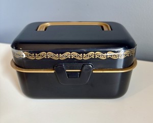 Vintage Small Sewing Box Kit 1993 NGAI-KEUNG Black & Gold  5.5 x 3.5 