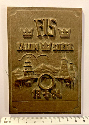 FIS Plakette NORDISCHE SKI WELTMEISTERSCHAFT 1954 FALUN SCHWEDEN