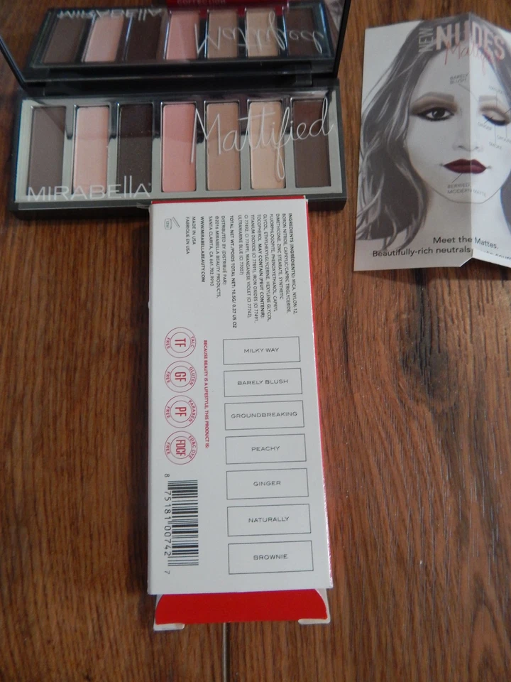 NIB!! "MIRABELLA" Mattified  EyeShadow Collection 7 Neutral Colors - Image 2 of 2