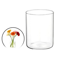 Small Clear Cylinder Vases, 4 Inch Tall Glass Flower Vase for Table Decor 14oz