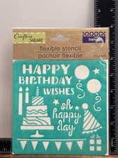Crafters Square Flexible Birthday Stencil Diy Craft Template Multi Surface