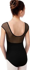 Girls Dance Ballet Leotard Mesh Cap SleeveCute V-Shaped Mesh Back23638-06-L