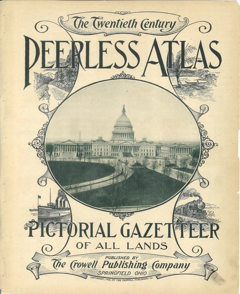 Mapa del Estado de Washington y Oregón 1903 Fm 1903 Nuevo Atlas Mundial Peerless VER DESCRIPCIÓN Foto 2 de 2