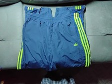 Vintage Adidas 3 Stripes , Wide Leg, Zip Leg, Pockets Navy Track, Jogging Pants