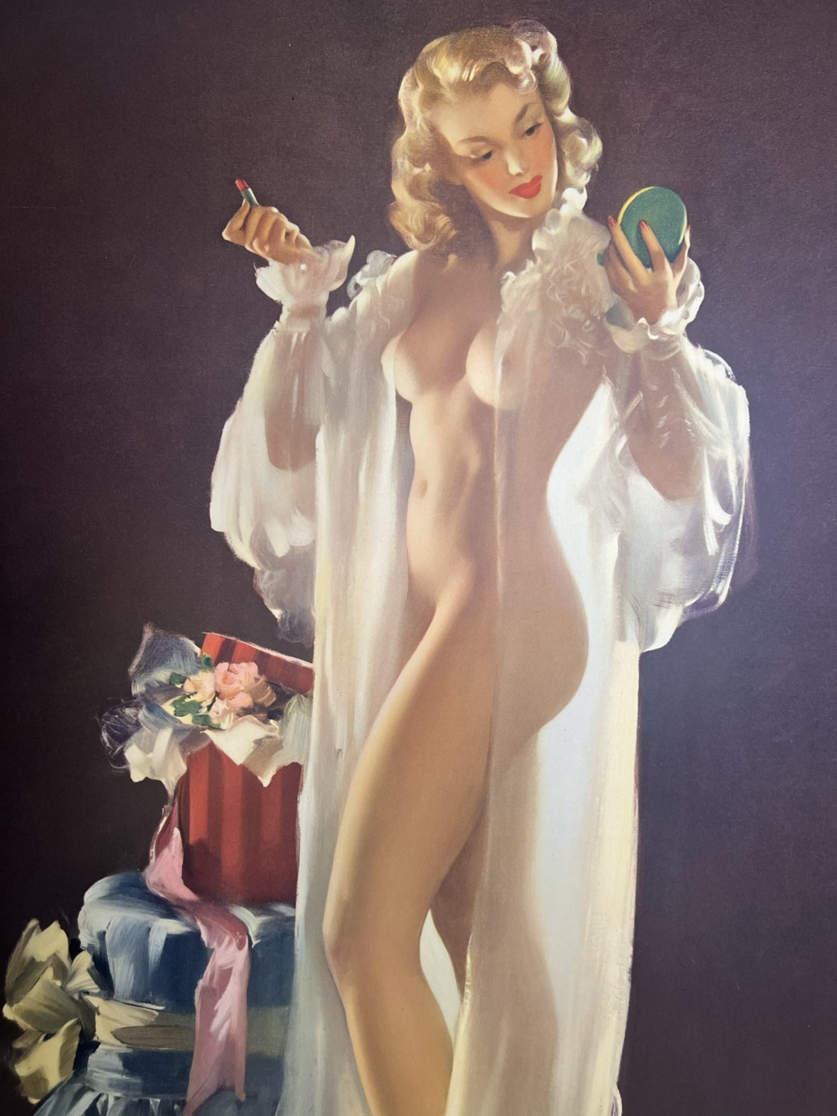 Ideal-Large Vintage Mid-20th PinUp Offset Lithograph Poster-Haddon Sundblom