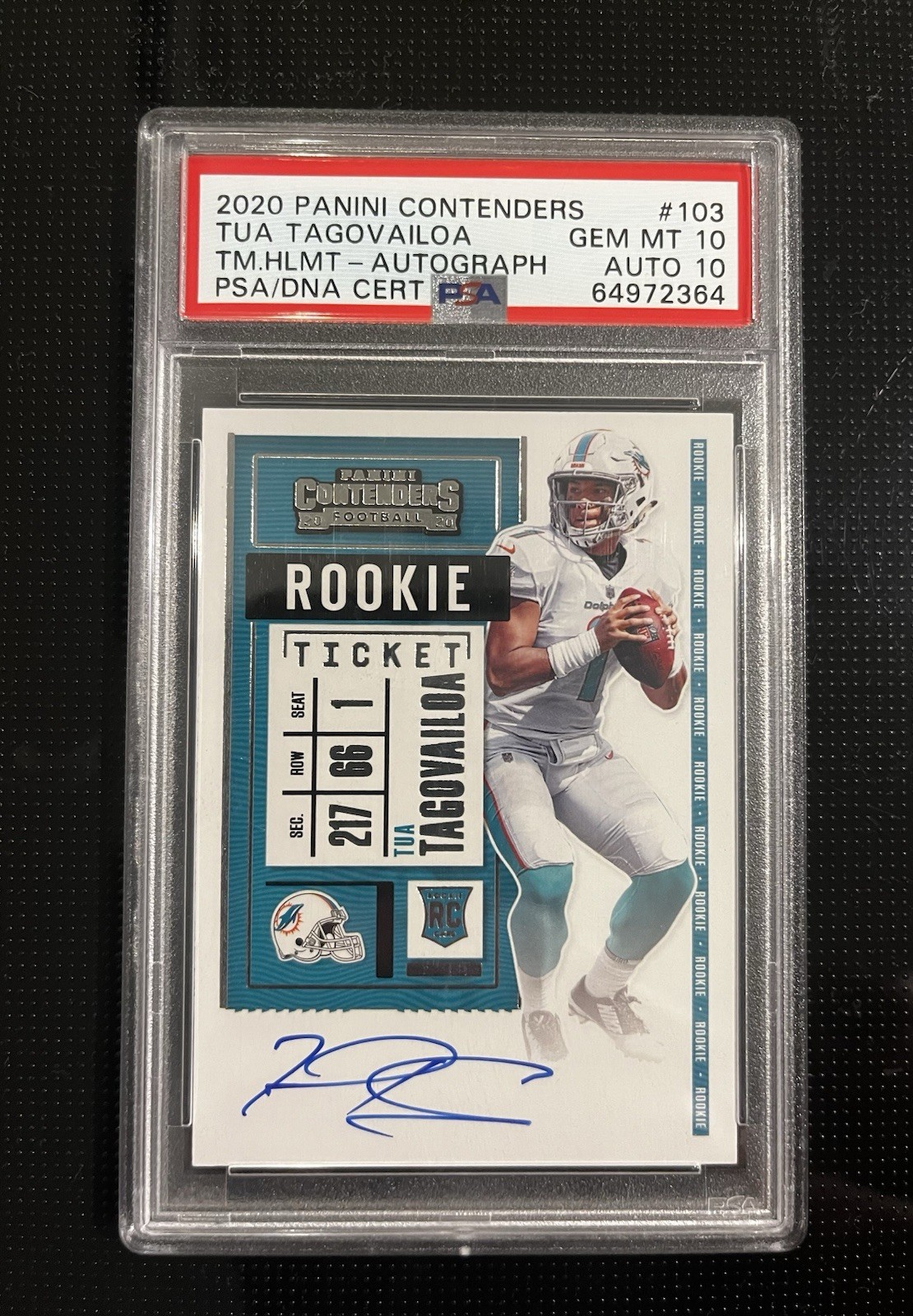 2020 Panini Contenders Tua Tagovailoa RC Rookie Variation Auto Autograph PSA 10