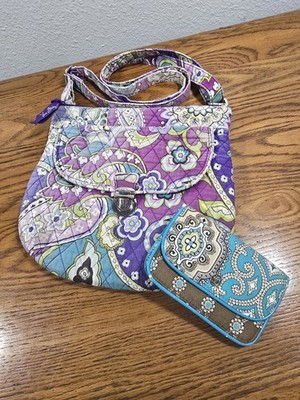 Vera Bradley 2 LOT Heather Paisley Cross B Purse Quilted VB Tuq. Qkstep  Wallet 