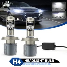 2x H4 Bi-LED Projector Mini Headlight Bulbs Hi/Lo Beam Car Motorcycle Upgrade