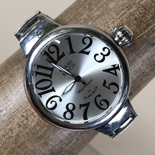 Mami Beach by Glam Rock Women Dress Silver Expansion Quartz 36mm Watch 6 1/4"