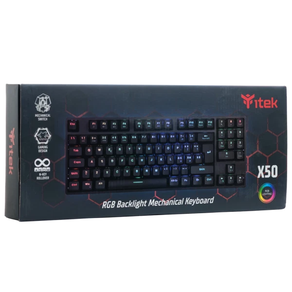 ITEK TASTIERA GAMING, MECCANICA, SWITCH BLU, OUTEMU, RGB, SOFTWARE, 90TASTI, COM - Immagine 2 di 4