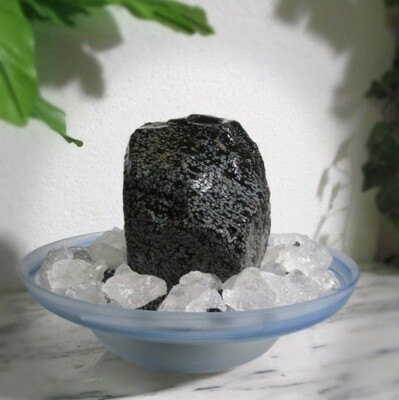 Zimmerbrunnen ''Winternight'' Schneeflocken Obsidian, mit Beleuchtung, ca. 