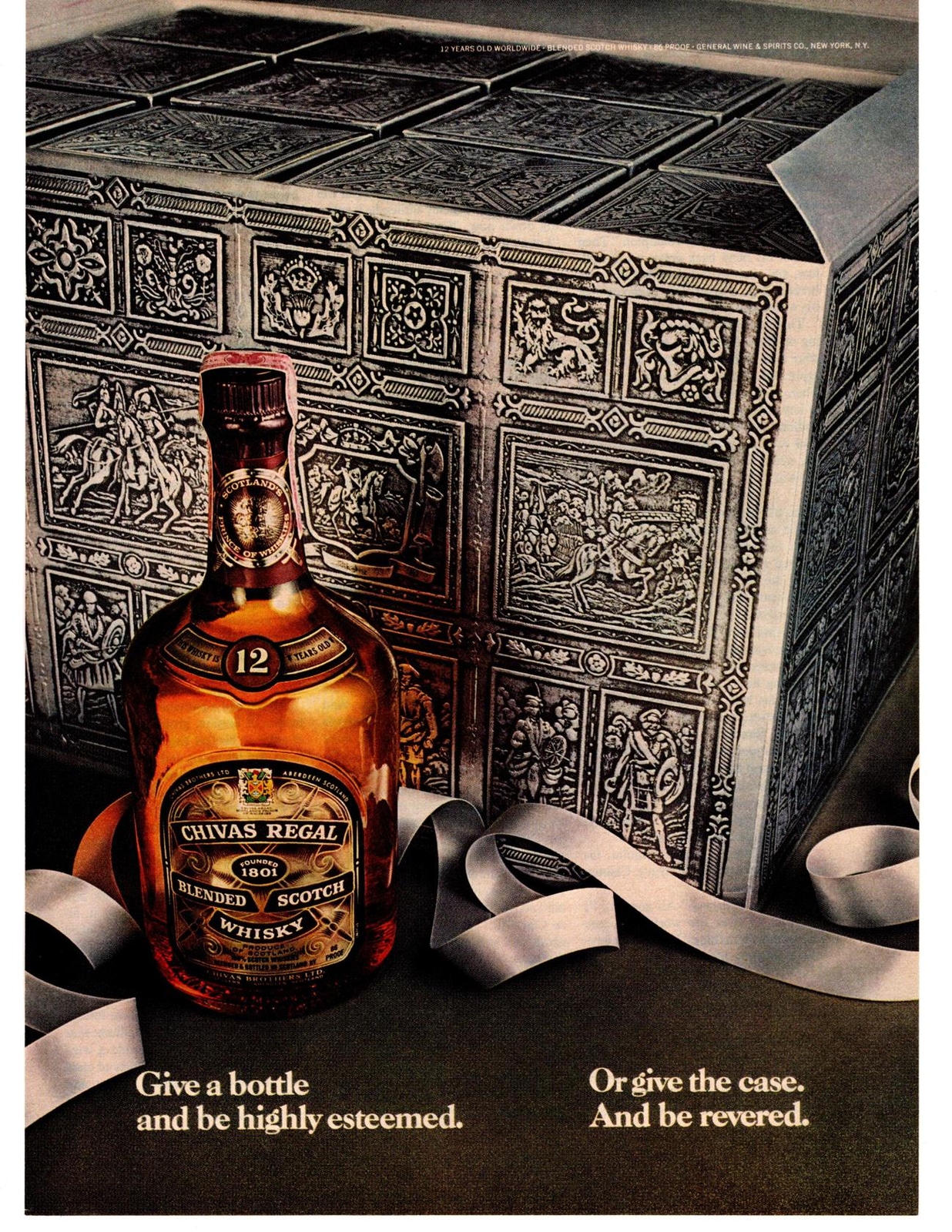1976 Chivas Regal Blended Scotch Whisky Highly Esteemed Revered Case Print Ad