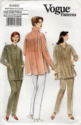 Vogue 9460 Drop Shoulder Tunics w Tucks & Pockets, Tapered Pants Sz 8 UNCUT 90s