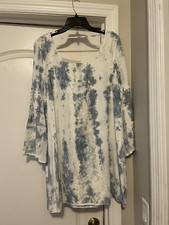 Skies Are Blue White Tie-dye Dress Tunic Lace, Lined Womens Size SMALL
