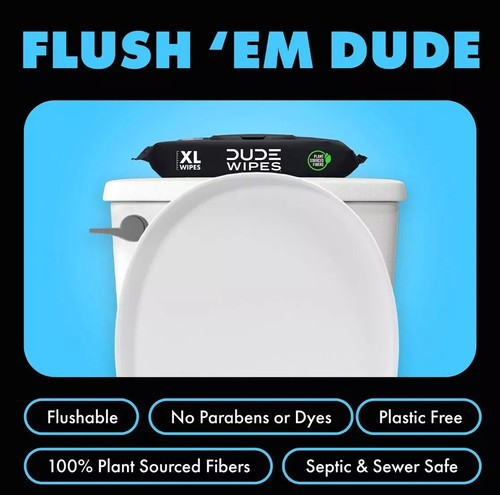 DUDE WIPES XL Flushable Wipes, Fragrance Free, 8 ct. (400 wipes) - Picture 5 of 7