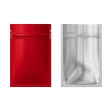 100 Matte Red Mylar Foil Semi-Clear Window Resealable Zip Seal Food Pouch 3x5"