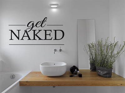 Badezimmer Wandzitat ''''Get Naked'''' Aufkleber, moderner Transfer, Wandaufkleber.