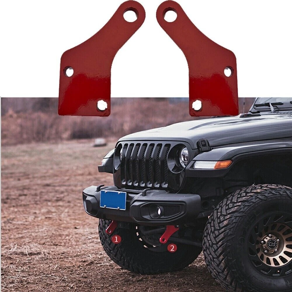 2pcs Red Front Lower Tow Hook Fits for Jeep Wrangler JL 2018-2023 Metal