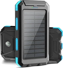 38800mAh Solar Power Bank, Waterproof Charger w/ Dual Flashlights