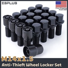 20 Pcs Mercedes 28mm Required Stock Rim Lock Combo M14x1.5 Black Fit Abcgrs