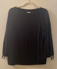 Dress Barn Sunday Women’s Size Small Black 3/4 Sleeve Stretch Top Shirt