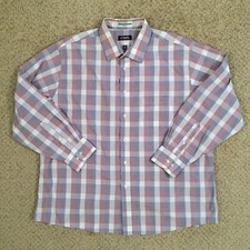 Chaps Shirt Men's 18.5 Pink Purple Plaid Long Sleeve Button Up 