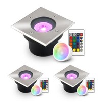Led Bodeneinbaustrahler Flach Rund Set 3X Gartenstrahler 230V IP67 3W RGB+3000K