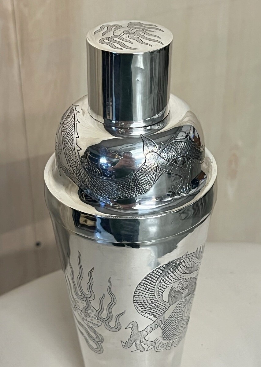 STUNNING ANTIQUE CIRA 1900 STERLING SILVER CHINESE EXPORT DRAGON