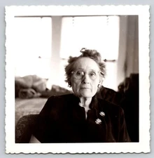 Photograph Found Vintage Photo Elderly Woman Stern Look MCM Black White Picture