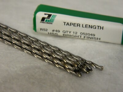 Precision Twist  #49 118° Spiral FL HSS Taper Length Drill Bit QTY 12 052049