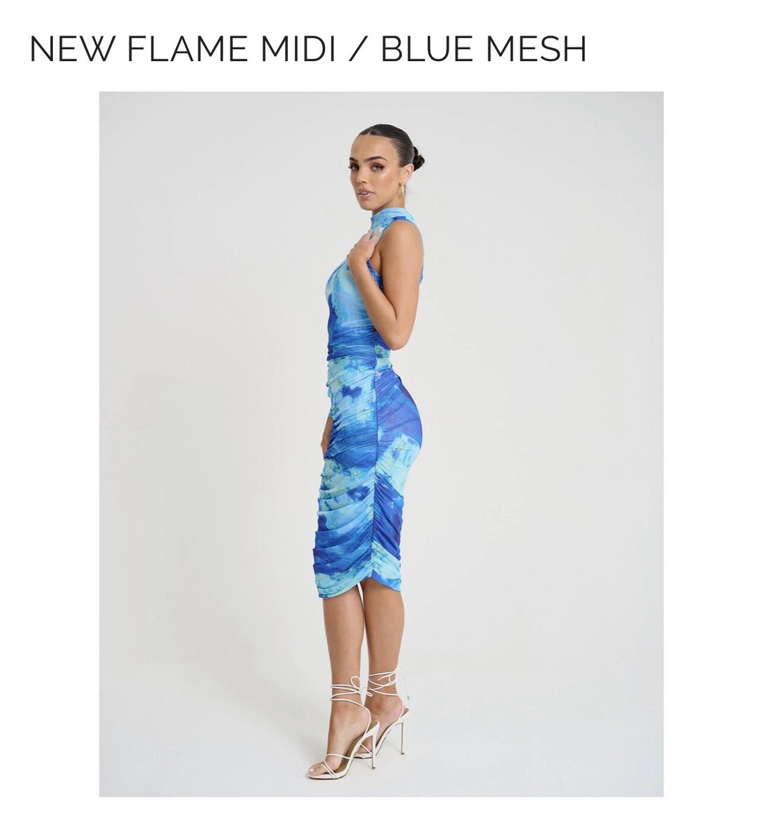 Ruched and Ready Blue New Flam MIDI dress size S (UK 8-12) Purchased For  75 | eBay UK
