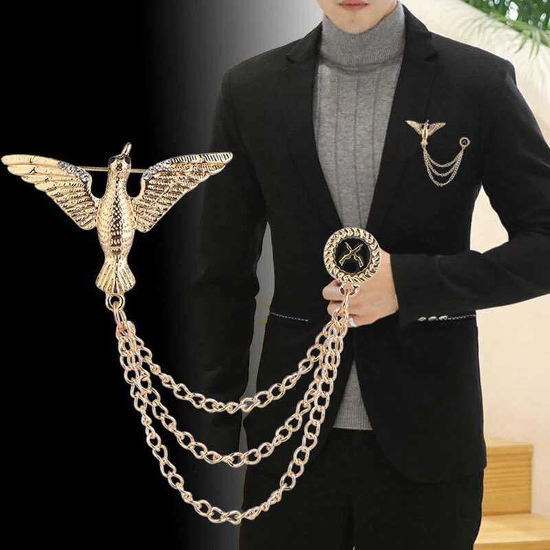 Mens gold brooch deals