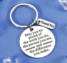 Thank You Keychain Pendant Bag Car Keychain Pendant Women Men Gift New Silvery