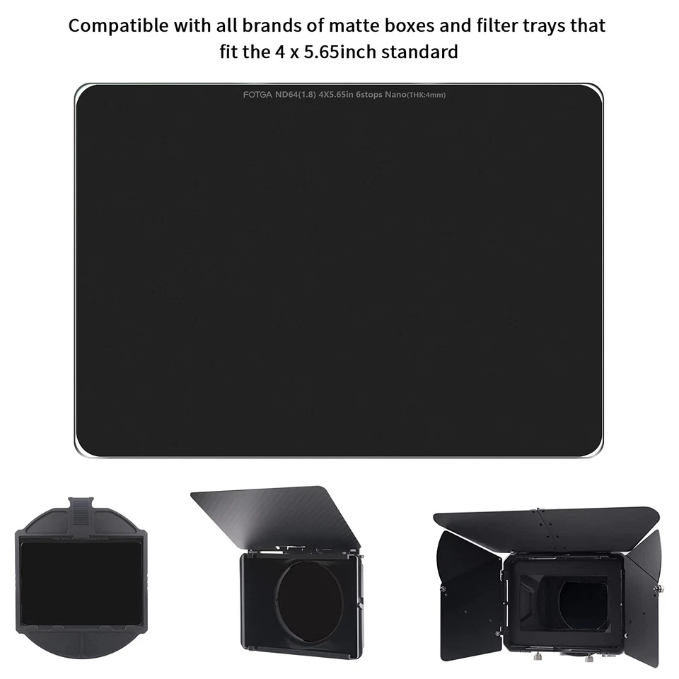 FOTGA 4X5.65" ND1.8 (6 stops) Square Neutral Density ND64 Filter Optical Glass - Image 4 of 4