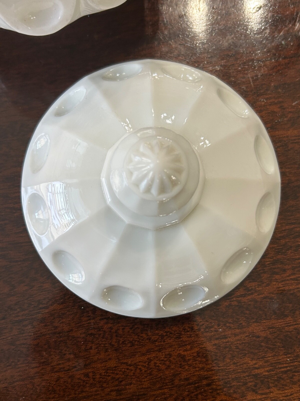 Vintage Westmoreland White Milk Glass Thumbprint Footed Candy Dish w/Lid