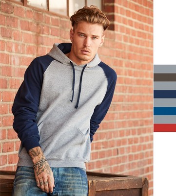 Jerzees NuBlend Colour Block Raglan Hooded Sweatshirt 0S96CR0 Damen Herren Kapuz